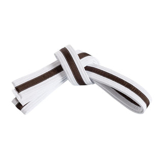 Double Wrap Striped White Belt White Brown