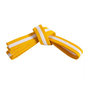 Double Wrap White Striped Belt Gold White