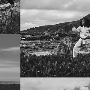 collage of martial artists outdoors