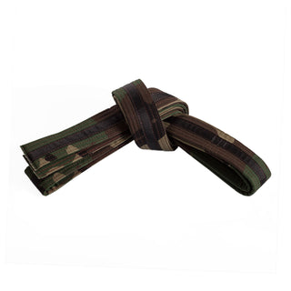 Double Wrap Black Striped Belt Camo Black