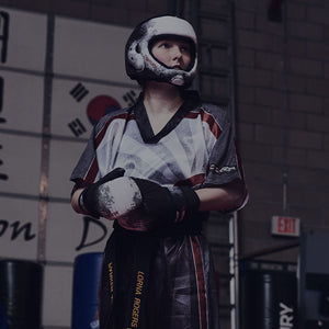 Martial artist wearing sparring gear