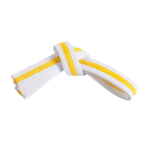 Double Wrap Striped White Belt White/Yellow