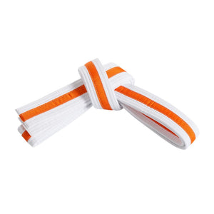 Double Wrap Striped White Belt White/Orange